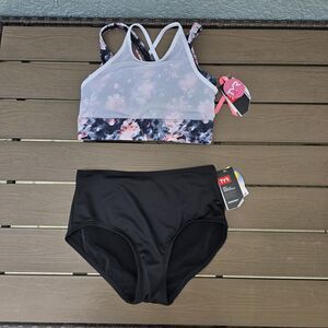 TYR Womens Coral/Black Floral Padma Chloe Top & High Waisted Bikini Sz S NEW